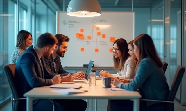 Equipo de trabajo colaborando en cultura de mejora continua