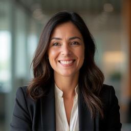 Ana García, gerente de operaciones, sonriente en oficina moderna