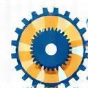 Ícono de reingeniería de procesos, engranajes y flechas de reciclaje